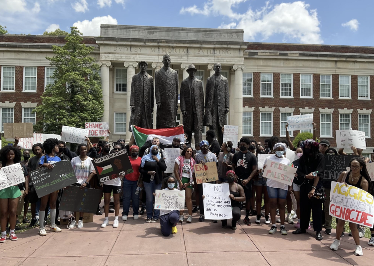 North Carolina A&T State University students protesting for Palestine (Courtesy of The A&T Register)